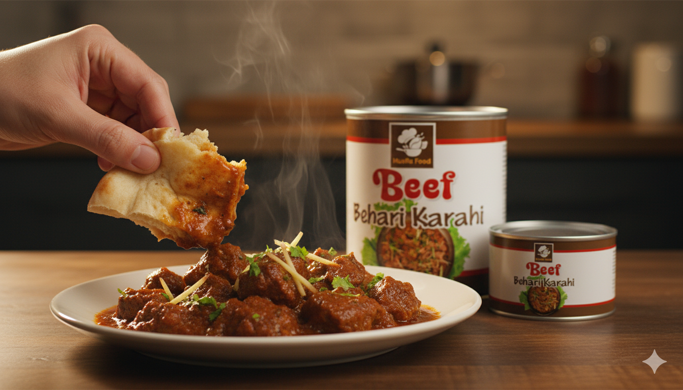 Musffa Food Beef Karahi Tin Pack in Pakistan – Ready to Eat Meal